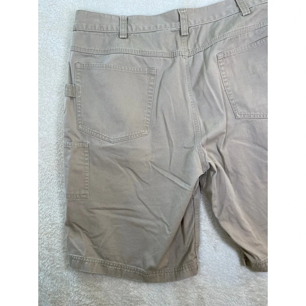 Duluth Trading Co Mens 40 Khaki Tan Cotton Canvas Carpenter Utility Work Shorts